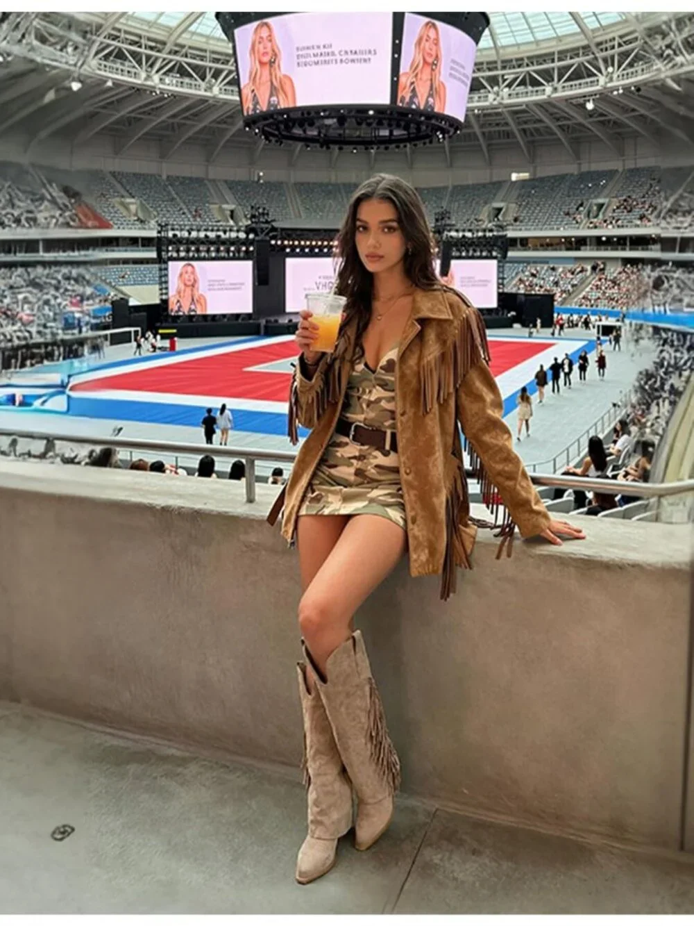 Women's Nude Suede Cowgirl Knee High Toe Chunky Block Heel Zipper Boots